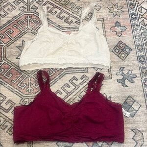 Torrid Lace Bralette Set in off White and Burgundy